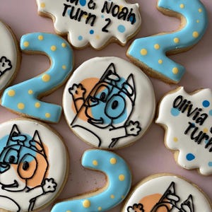 Custom Bluey Sugar Cookies – Personalized Birthday Party Favors, Bluey & Bingo Decorated Cookies, Kids Birthday Treats, Bluey Theme Party