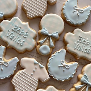 Bonjour bebe custom sugar cookies, chic baby shower treats