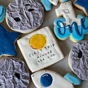First Trip Around the Sun Cookies: Custom First Birthday, One Dozen