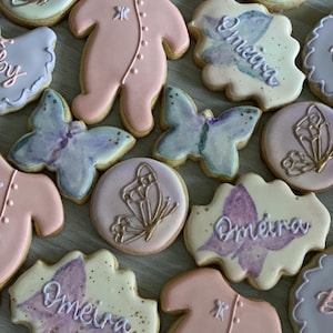 Butterfly baby shower cookies , baby girl show treats