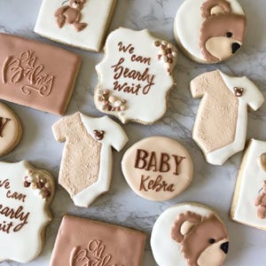 We can bearly wait cookies ,  neutral baby shower