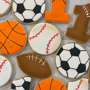 Sports decorated sugar cookies