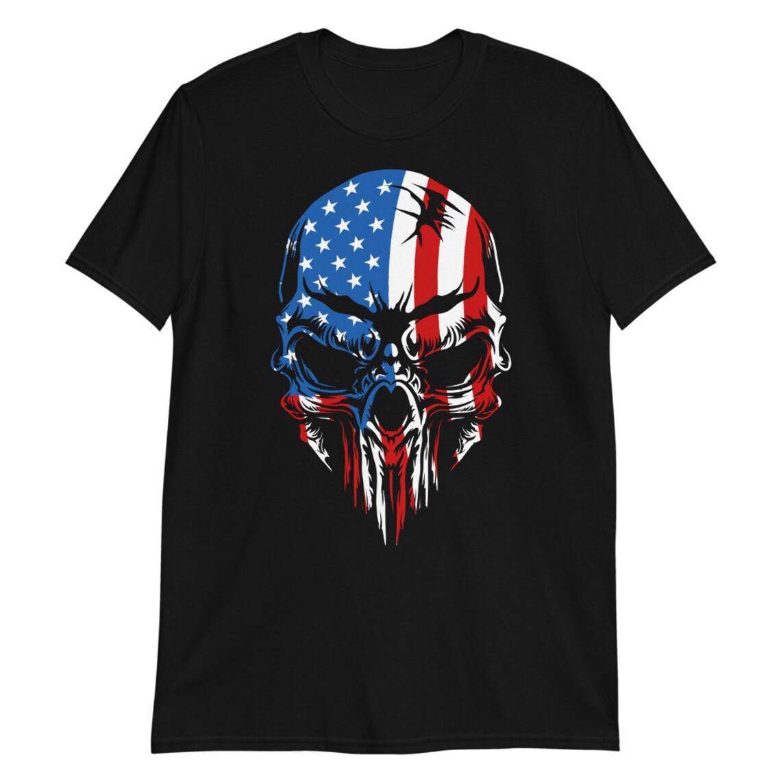 American Flag Skull Unisex T-shirt, Patriotic Shirt, Military Veteran T ...