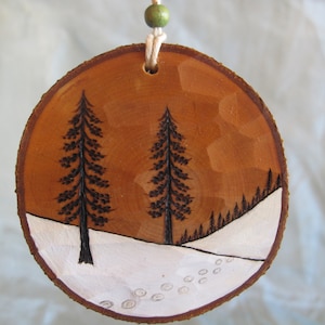 Pine tree wood burning, pyrography, forest scene, trees, woodland, nature,  gift, wall art, home or cabin decor