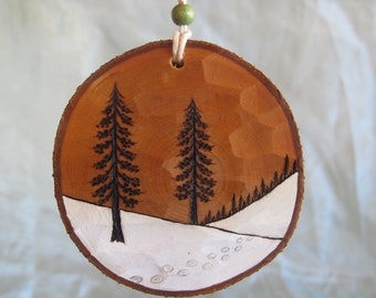 Pine Trees Wooden Ornament