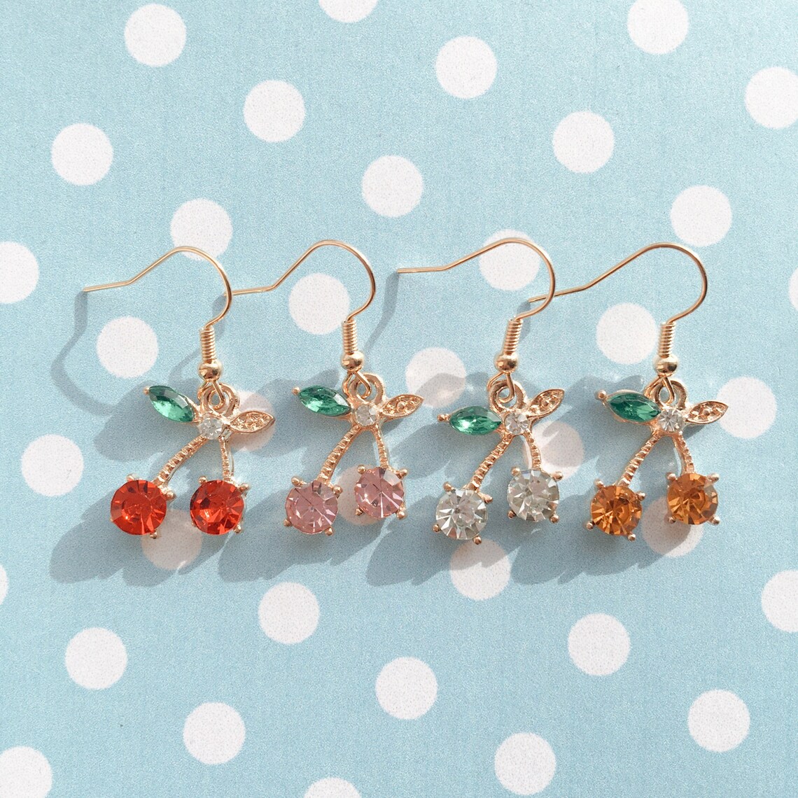 Crystal Cherry Earrings Dangle And Drop Earrings Trending Etsy