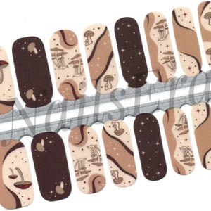 Mushroom Nail Wraps Nail Stickers Nail Polish Strips Nail Decals Nail art Gift for Mom Gift for Women
