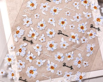 Nail Art Stickers Decals Spring Summer White Flowers Florals Self Adhesive DIY Nails