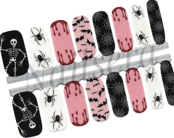 Glow in Dark Halloween Nail Wraps: Easy application Nail Stickers