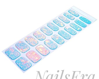 Blu Semi-cured Gel Nail Wraps / Nail  Strips / Nail Stickers