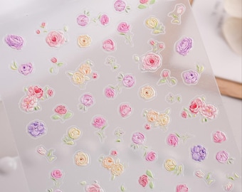Nail Art Stickers Decals Summer Flowers Self Adhesive DIY Nails