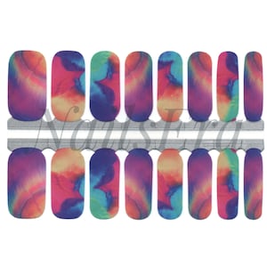 Solar Tie dye Nail Wraps / Nail Strips / Nail Stickers