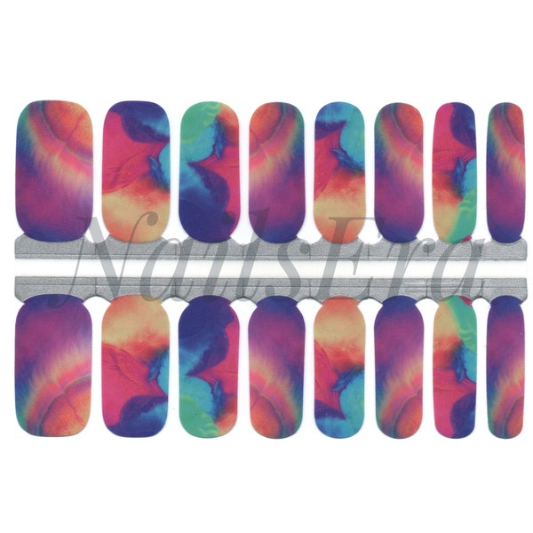 Solar Tie dye Nail Wraps / Nail Strips / Nail Stickers