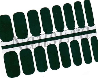 Solid Dark Green Nail Wraps: Easy Application Nail Stickers