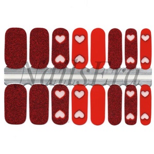 Rouge Red Heart Nail Wraps: Valentine&#39;s Day Nail Stickers