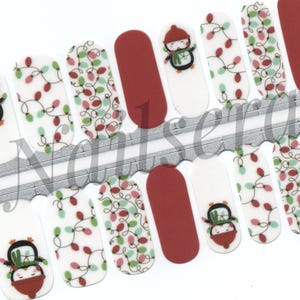 Christmas Nail Wraps: Penguin Nail Stickers