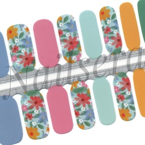 Wildflower Nail Wraps Nail Stickers Nail Polish Strips Nail Decals Nail Art Gift for Women