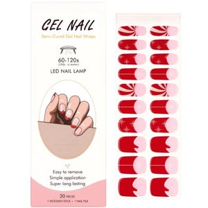 Red Christmas Semi-cured Gel Nail Wraps / Nail  Strips / Nail Stickers