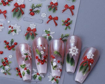 Nail Art Stickers Decals Christmas Mistletoe Self Adhesive Winter DIY Nails