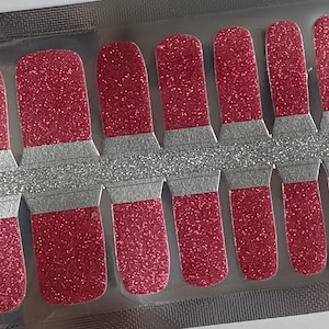 Pink Sparkle Toe Nail Wraps / Nail  Strips / Nail Stickers