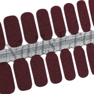 Envolturas de uñas con purpurina color vino: pegatinas de esmalte de uñas de fácil aplicación