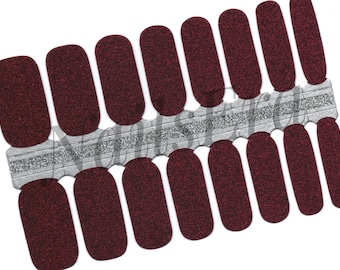 Wine Red Glitter Nail Wraps: Easy Application Nail Polish Stickers