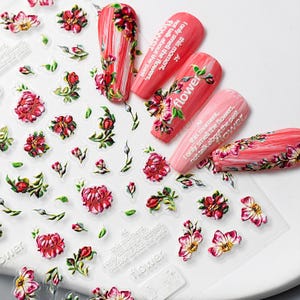 Nail Art Stickers Decals Flower Wedding Summer Holiday Nail Stickers Decals Glitter Self Adhesive DIY Nails 5D Nails