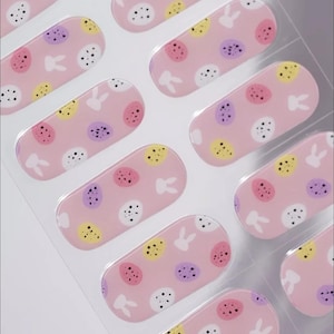 Pink Easter Semi-cured Gel Nail Wraps / Nail  Strips / Nail Stickers