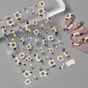 Nail Art Stickers Decals Flower Wedding Summer Holiday Nail Stickers Decals Glitter Self Adhesive DIY Nails 5D Nails