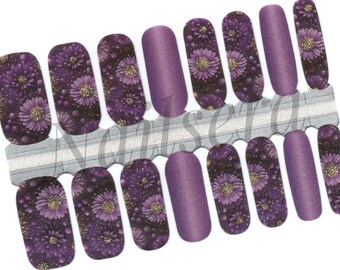 Purple Flowers Nail Polish Strips: Easy Nail Art Gift