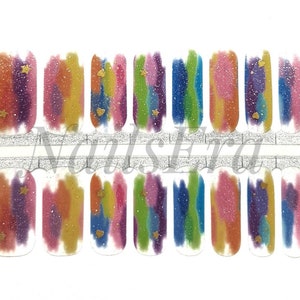 Brushstrokes and Stars Nail Wraps / Nail  Strips / Nail Stickers