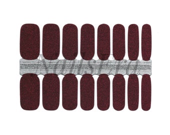 Wine Red Glitter Nail Wraps / Nail Strips / Nail Stickers