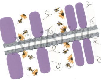Bees & Sunflower Nail Wraps: Easy Nail Art Stickers.