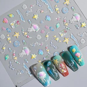 Nail Art Stickers Decals Summer Sea life shell Self Adhesive DIY Nails