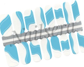 Blue Lines Nail Wraps: Easy Application Nail Polish Strips