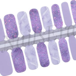 Lilac Marble Nail Polish Wraps: Easy Nail Stickers