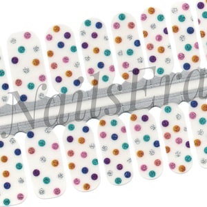 Glitter Polka Dot Nail Wraps: Easy Application Nail Polish Stickers