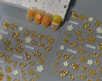 Nail Art Stickers Decals Summer Spring Lemon Jelly Stickers Self Adhesive DIY Nails