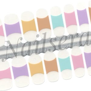 Pastel French (transparent) Nail Wraps, Nail Strips,  Nail Stickers