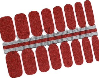 Red Glitter Nail Wraps: Easy Application Nail Polish Stickers