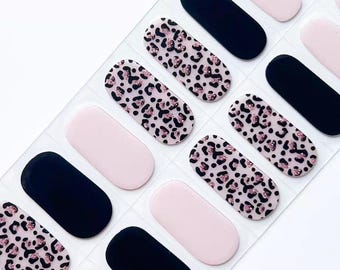 Pink Animal Nail Strips: Semi-Cured Gel Nail Wraps