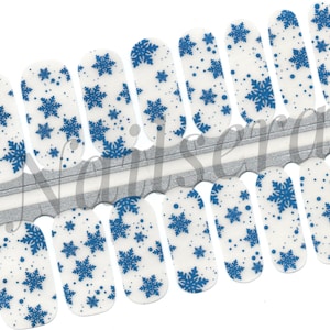 Winter Blue Snowflake Holographic Nail Wraps: Easy Application Nail Polish Stickers