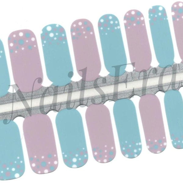 Pastel Nail Strips: Pink & Blue Polka Dot Nail Art