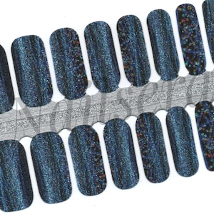 Blue Glitter Nail Wraps: Real Nail Polish Strips
