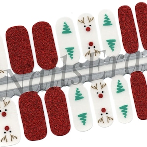 Rudolph Red-Nosed Reindeer Nail Wraps: Easy Application Nail Polish Strips