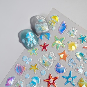 Nail Art Stickers Decals Summer Sea life shell Self Adhesive DIY Nails