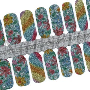 Glitter meadows Nail Wraps / Nail  Strips / Nail Stickers