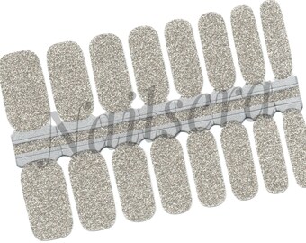 White Gold Glitter Nail Wraps /  Nail Polish Strips