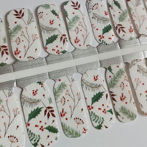 Christmas Mistletoe Nail Wraps / Nail Polish Strips / Nail Stickers