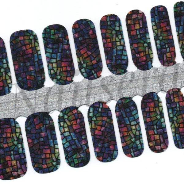 Glitter Mosaic Nail Wraps: Easy Application Nail Polish Strips